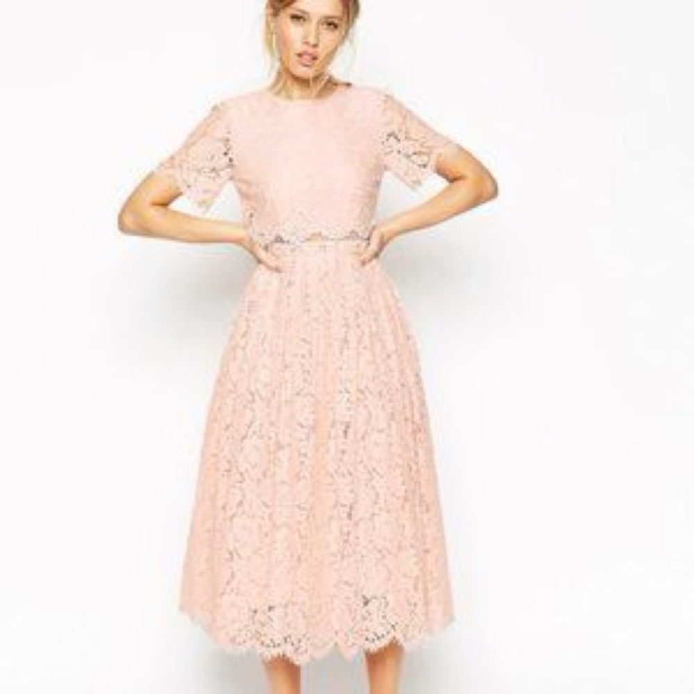 ASOS lace pink dress